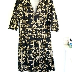 J. McLaughlin black cotton bamboo print dress 6